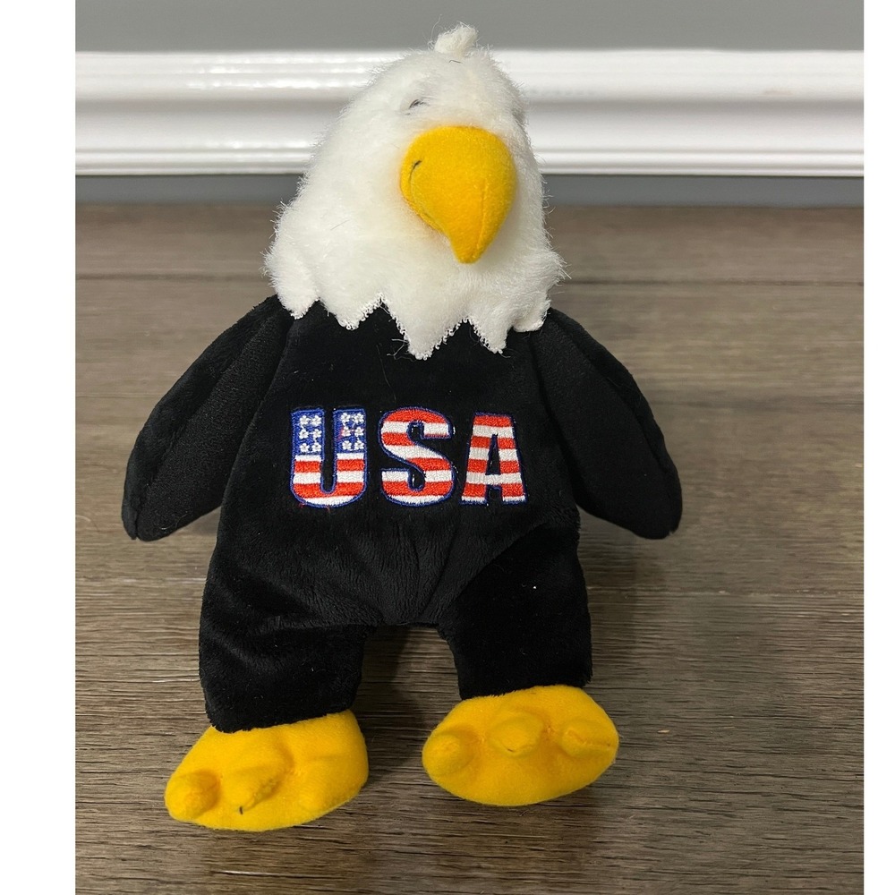 Souvies USA Eagle Plush Stuffed Animal Patriotic American Flag Bald Eagle 9"
